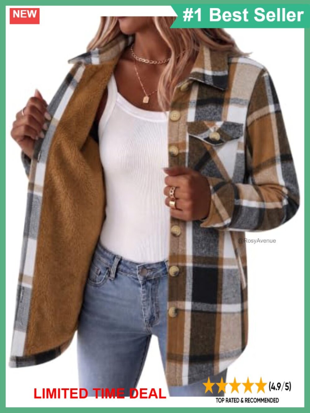 Zeagoo Sherpa Fleece Lined Flannel Jacket Plaid Winter Coat